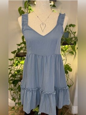 Blu Pepper Light Blue Ruffled Sundress